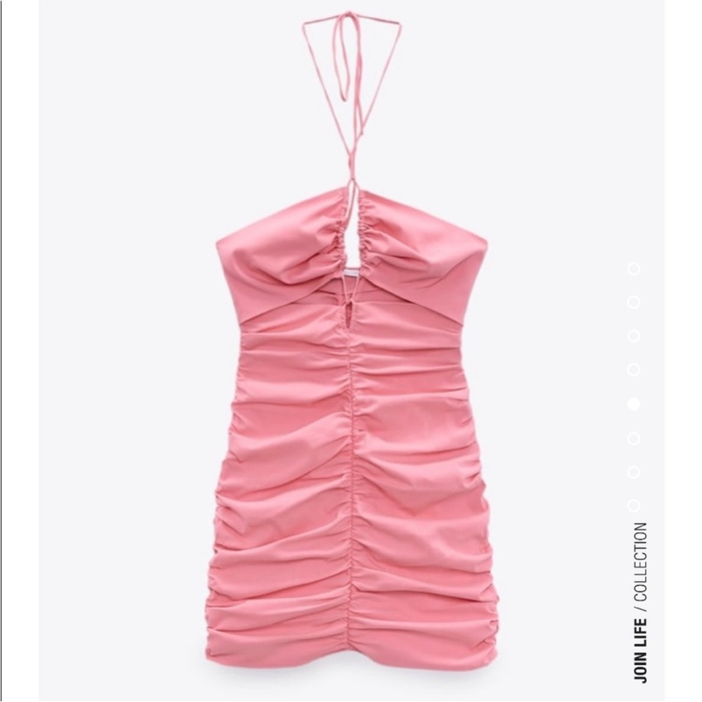 Zara Pink Ruched Mini Dress Size S